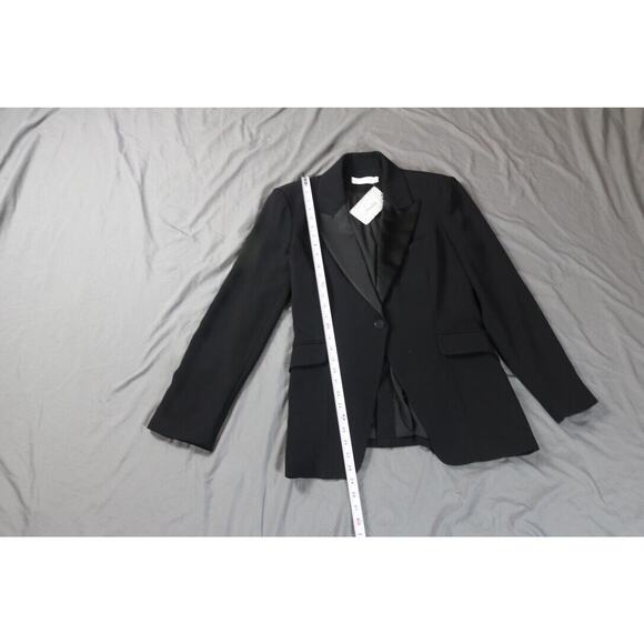 New Jonathan Simkhai Jacket Womens Sz 8 Black Tuxedo Jessie Crepe Blazer - Picture 7 of 12